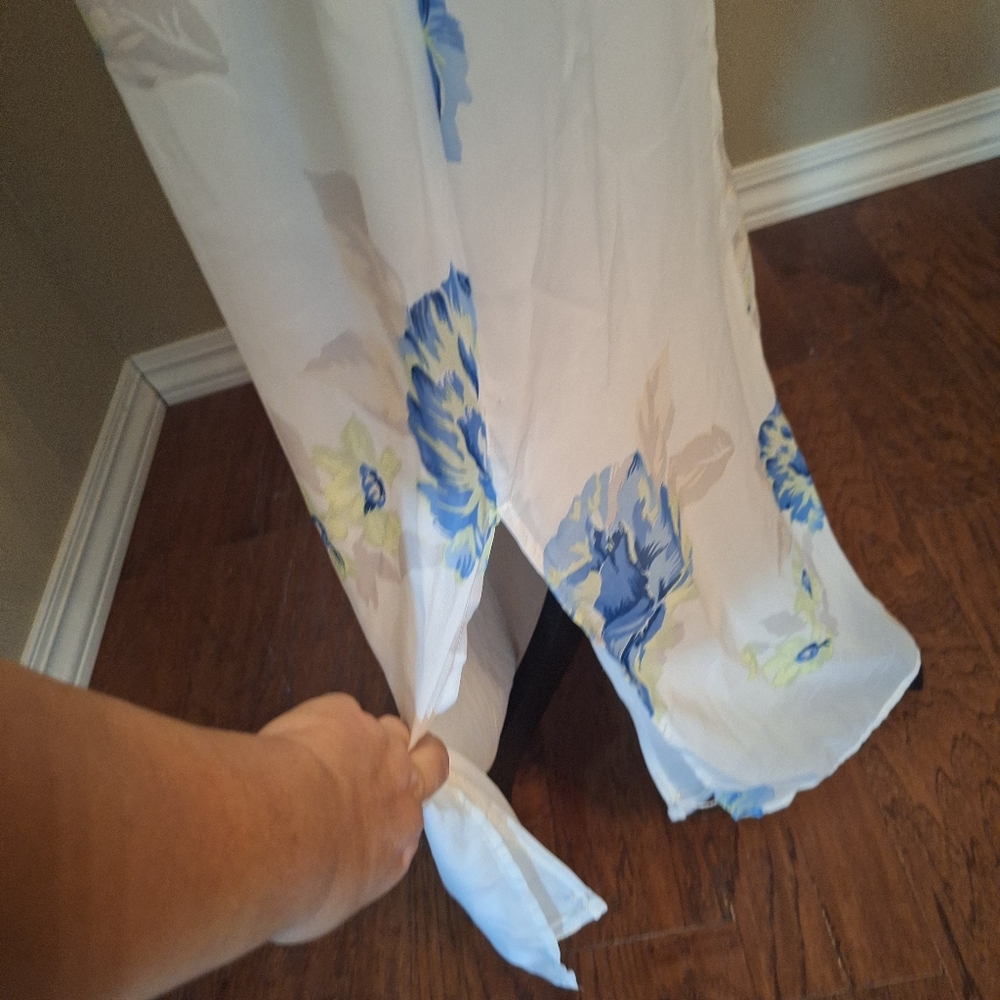 Old Navy White Dress with Blue and Green Floral Pattern Ruffles Mesh Maxi M - Picture 7 of 16